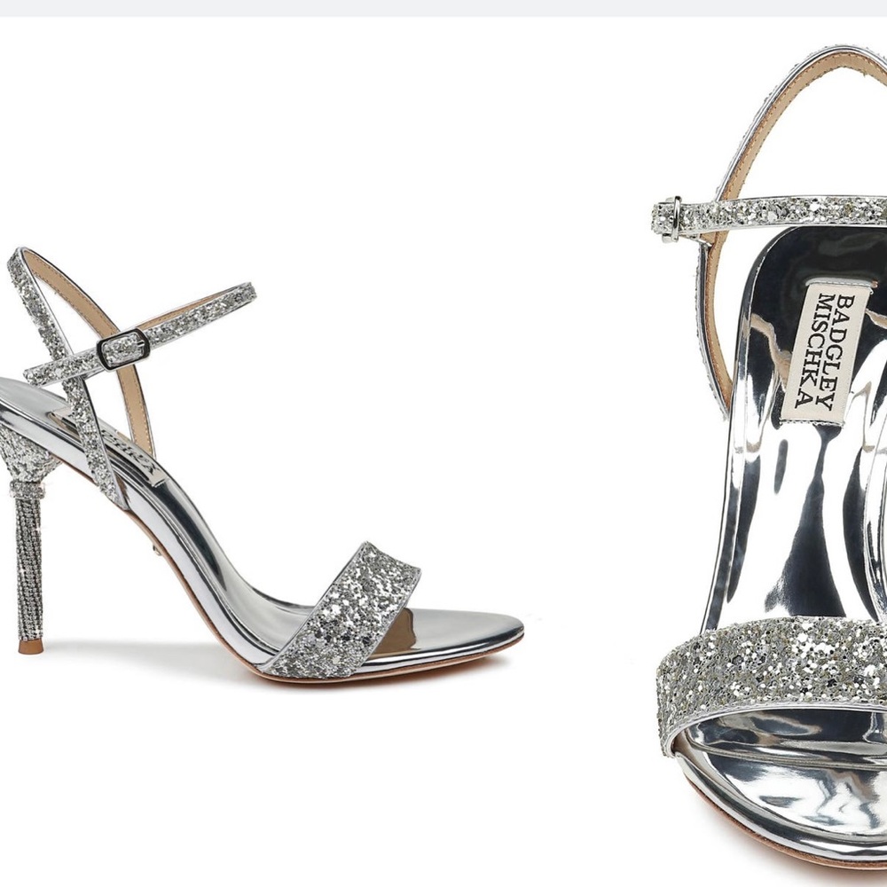 Badgley Mischka Olympia Silver Glitter Heels